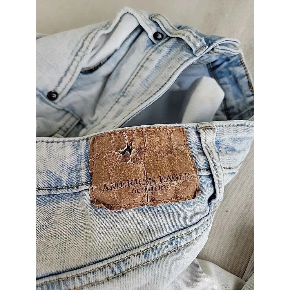 American Eagle Outfitters Jeans Mens 30x33 Skinny Extreme Flex‎ Distressed Blue